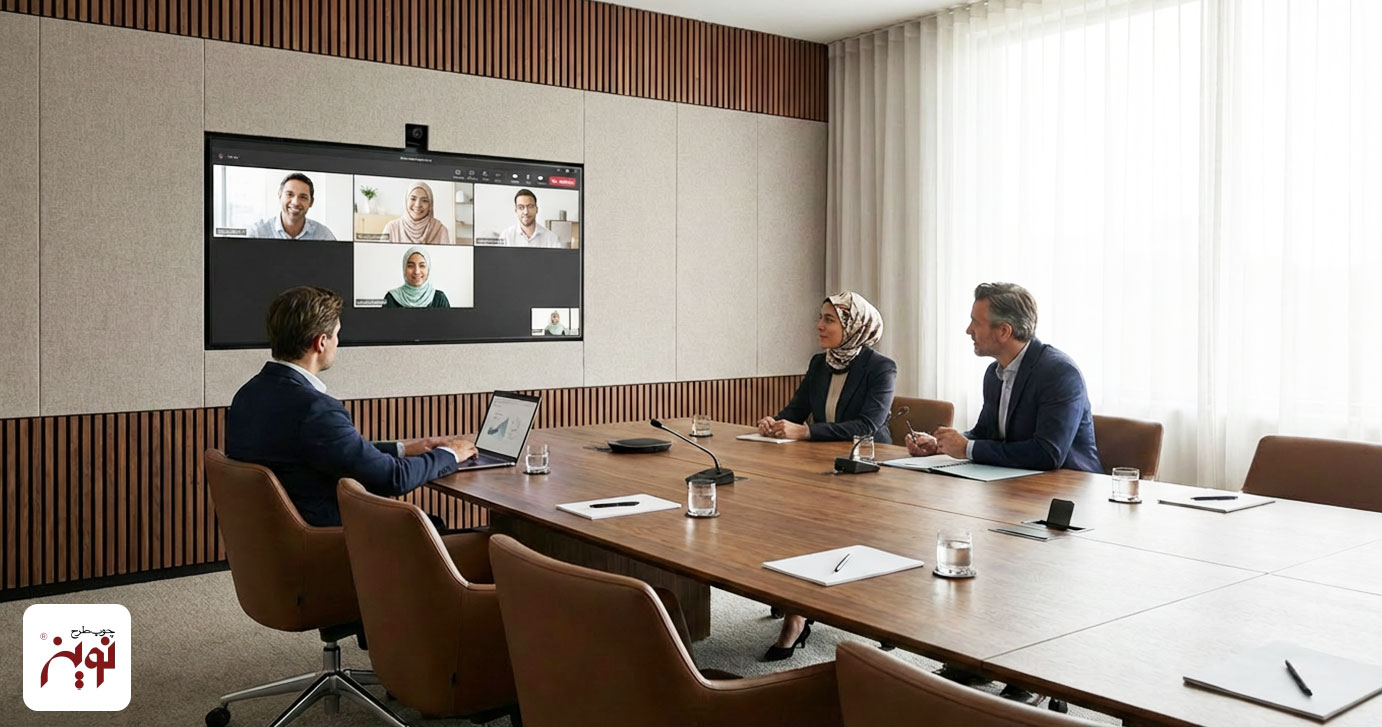 اتاق کنفرانس استاندارد با اجرای یکپارچه و آماده برگزاری جلسات حرفه‌ای